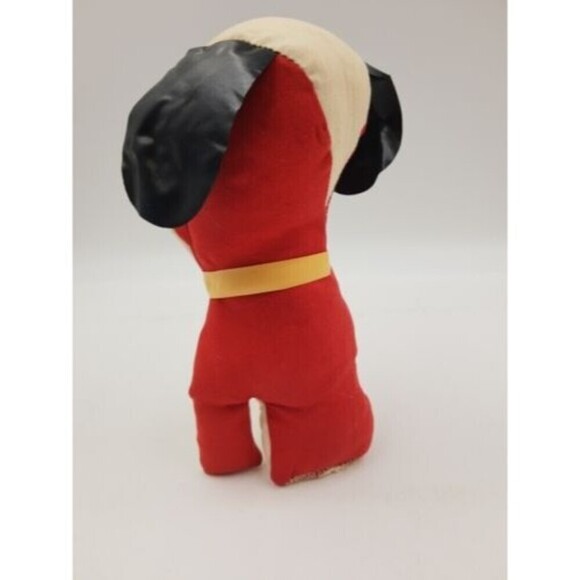 CARNIVAL FAIR PRIZE Toy STUFFED DOG Plush 1960s KITSCHY  Red White 8.50” Vintage - Picture 4 of 7